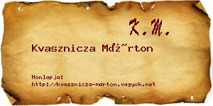 Kvasznicza Márton névjegykártya